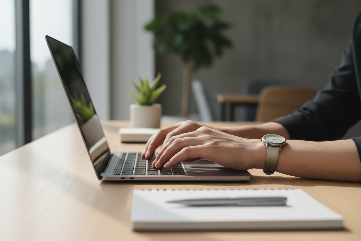 Manos trabajando en oficina